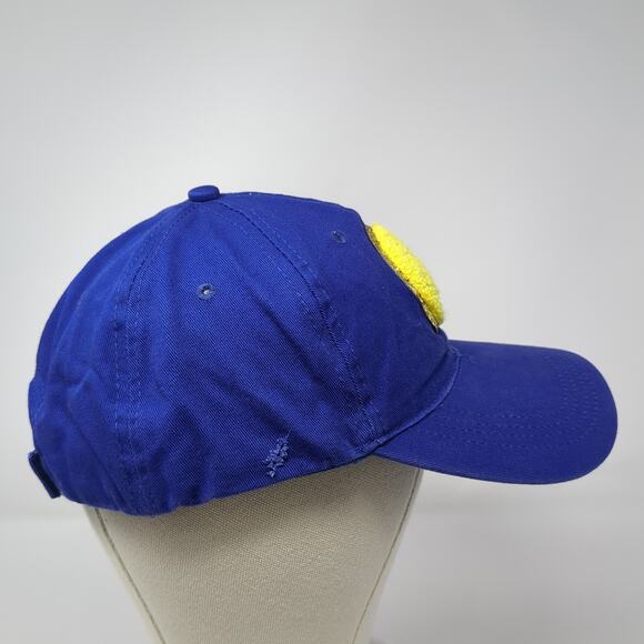 Smiley Logo Strapback Baseball Cap Blue One Size Adjustable Vented Holes 6 Panel - Picture 5 of 10